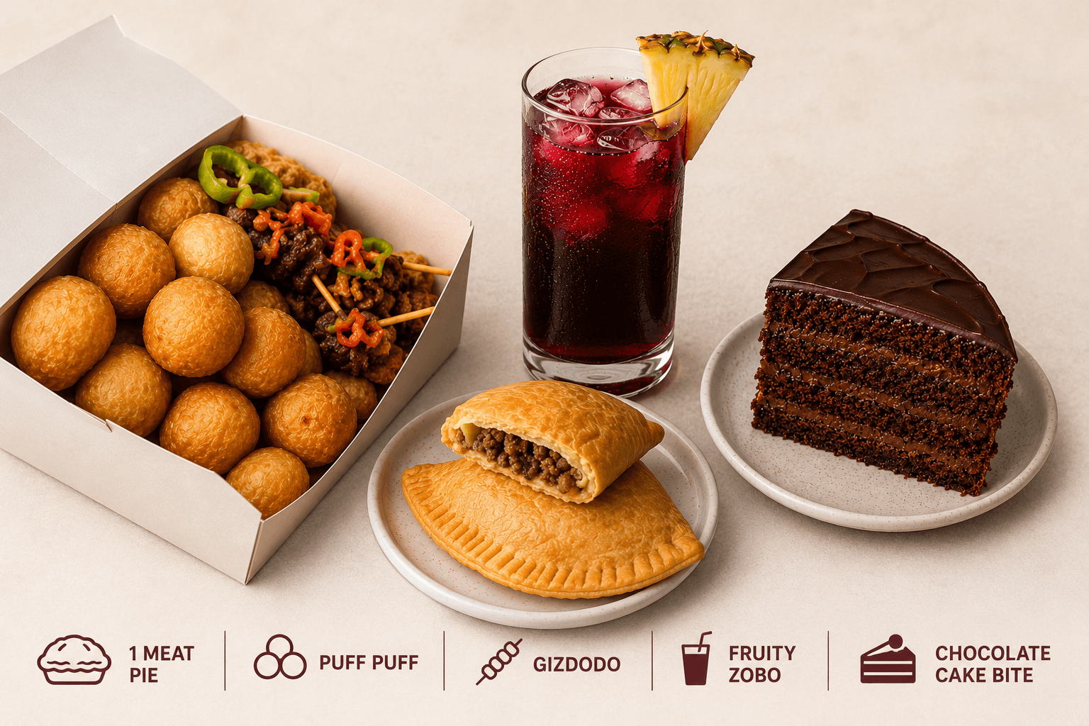 Menu puff puff · chausson · gâteau · zobo — 1 / 1